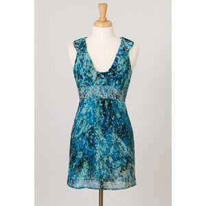 Y2K Gioia Womens Dress Top‎ Size M Ruffle Beaded Floral Chiffon Fairy Cottage